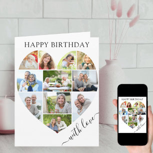 Herz 11 FotoCollage mit Liebe Script Geburtstag Karte