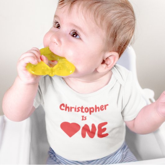 Herz 1. Geburtstag Baby T - Shirt