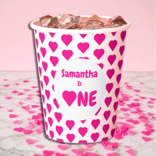 Herz 1. Geburtstag Pappbecher