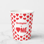 Herz 1. Geburtstag Pappbecher (Vorderseite)
