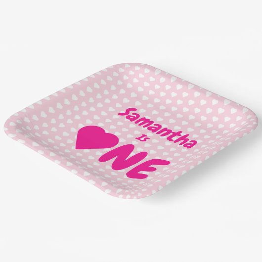 Herz 1. Geburtstag Pappteller (Gewinkelt)