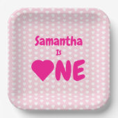 Herz 1. Geburtstag Pappteller (Vorderseite)