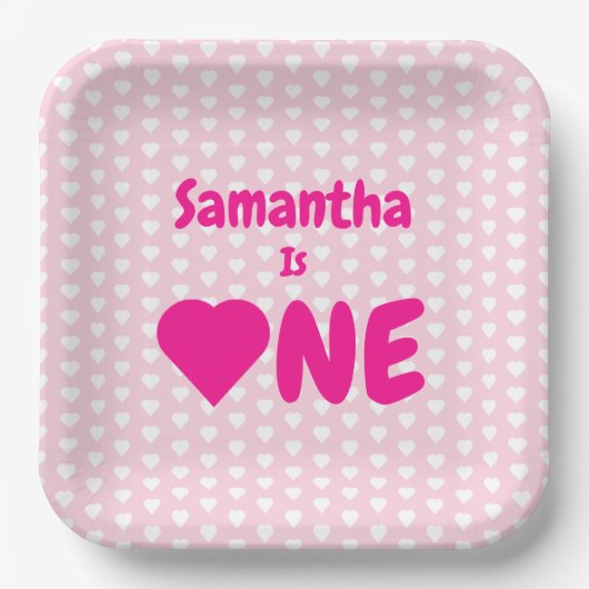 Herz 1. Geburtstag Pappteller (Vorderseite)