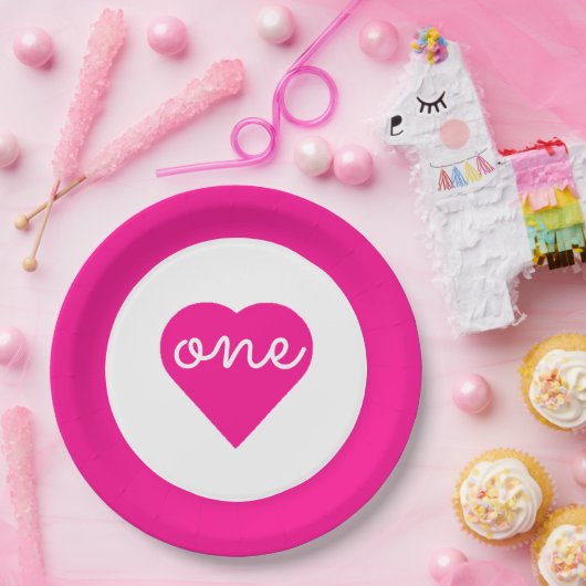 Herz 1. Geburtstag Pappteller (Party)