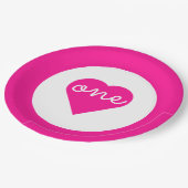 Herz 1. Geburtstag Pappteller (Schrägansicht)