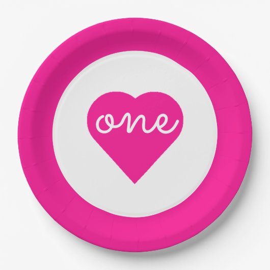 Herz 1. Geburtstag Pappteller (Vorderseite)