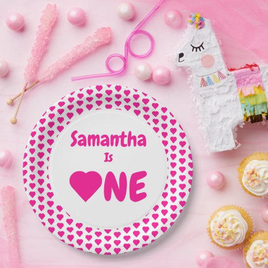 Herz 1. Geburtstag Pappteller (Party)
