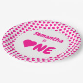 Herz 1. Geburtstag Pappteller (Schrägansicht)