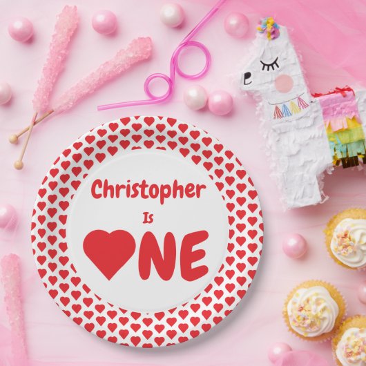 Herz 1. Geburtstag Pappteller (Party)