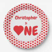 Herz 1. Geburtstag Pappteller (Vorderseite)