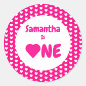 Herz 1. Geburtstag Runder Aufkleber (Vorderseite)