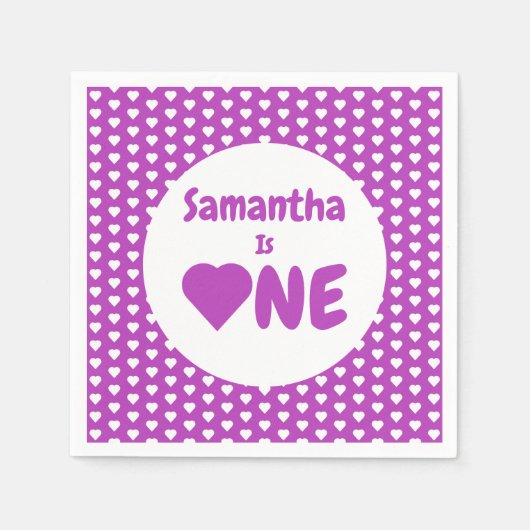 Herz 1. Geburtstag Serviette (Vorderseite)