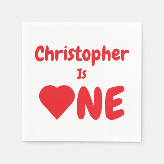 Herz 1. Geburtstag Serviette (Vorderseite)