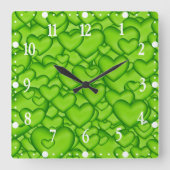 Herz 3D Textur Grünes Muster-68689 Quadratische Wanduhr (Vorderseite)