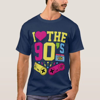 Herz 90er 1990er Gamer Outfit Neunziger Kostüm fri T-Shirt