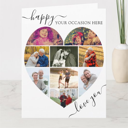 Herz 9 Foto Collage Liebe Sie Skript jeder Fall Karte (Vorderseite)