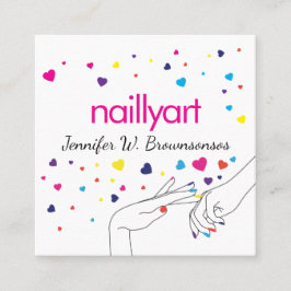 Herz Akryllischer Nagel Wellness-Center Stylist Ro Quadratische Visitenkarte
