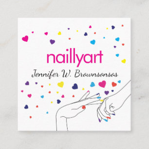 Herz Akryllischer Nagel Wellness-Center Stylist Ro Quadratische Visitenkarte