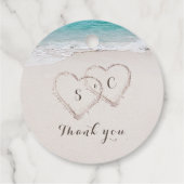 Herz am Sandstrand Hochzeit Geschenkanhänger (Rückseite)