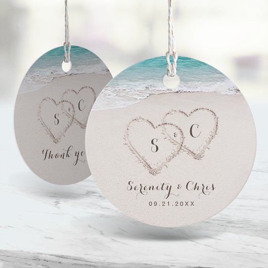 Herz am Sandstrand Hochzeit Geschenkanhänger