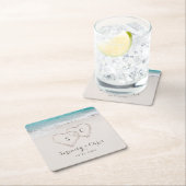 Herz am Sandstrand Hochzeit Rechteckiger Pappuntersetzer (Vor Ort)