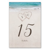 Herz am Sandstrand Hochzeit Tischnummer (Vorderseite)