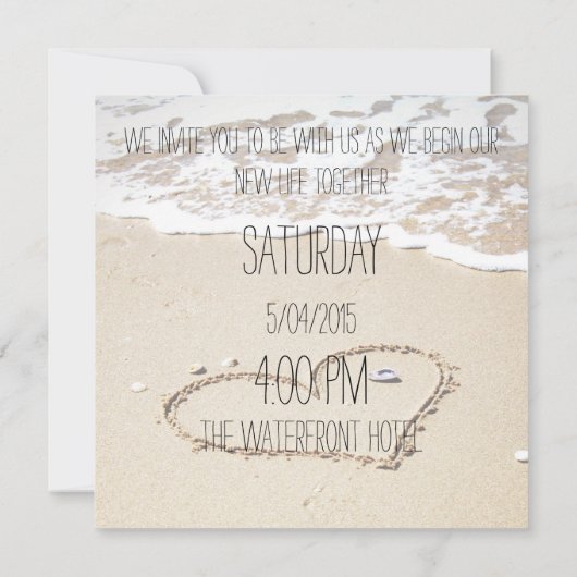 Herz am Strand Hochzeitseinladung Einladung (Rückseite)