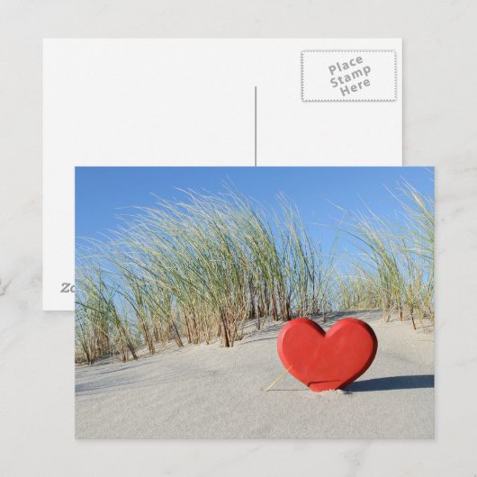 Herz am Strand Postkarte (Vorne/Hinten)