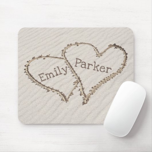 Herz am Strand Sand Mousepad (Mit Mouse)