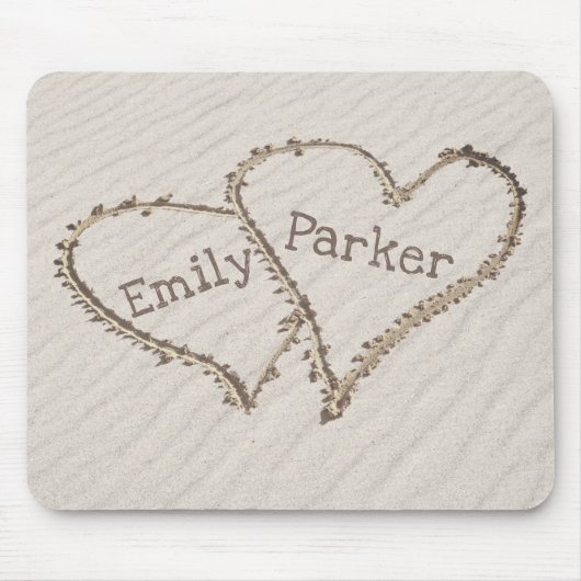 Herz am Strand Sand Mousepad (Vorne)