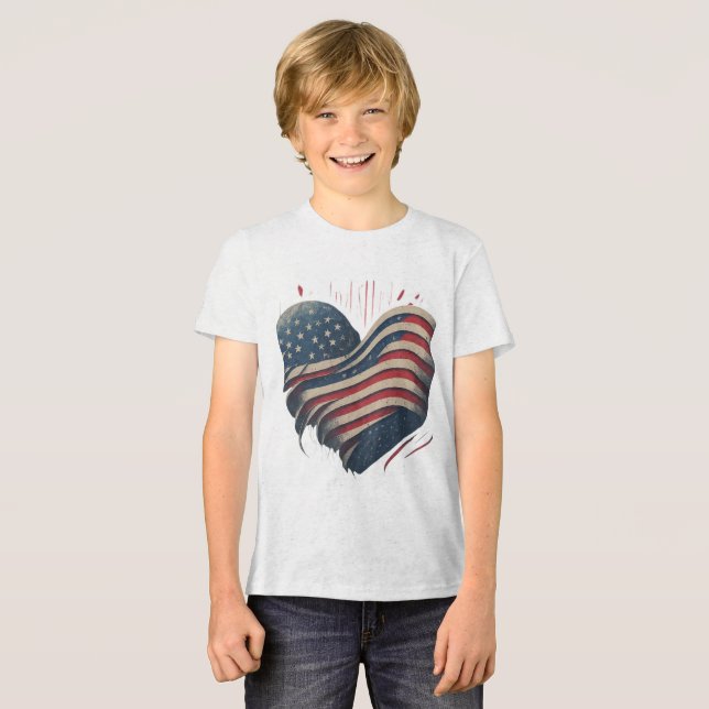Herz Amerikas Tri-Blend Shirt (Vorderseite voll)