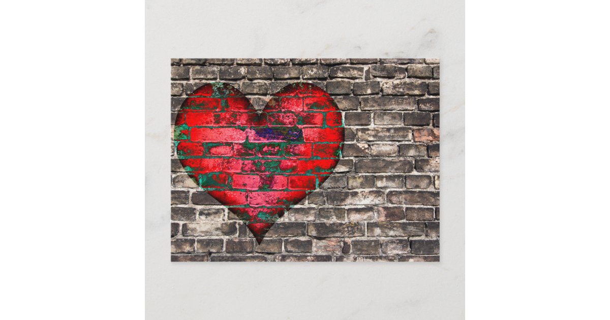Herz an der Mauer Postkarte Zazzle.de
