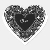 Herz an Herz Vintage Spitze Herz-Aufkleber (Vorderseite)