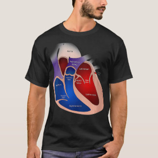Herz Anatomie V-Ausschnitt Damen  T-Shirt