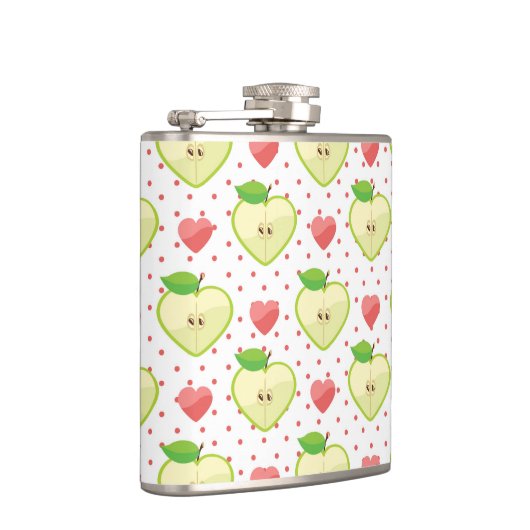 Herz-Äpfel mit rosa Tupfen und Herzen Flachmann (Rechts)