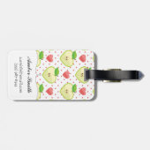 Herz-Äpfel mit rosa Tupfen und Herzen Gepäckanhänger (Rückseite horizontal)