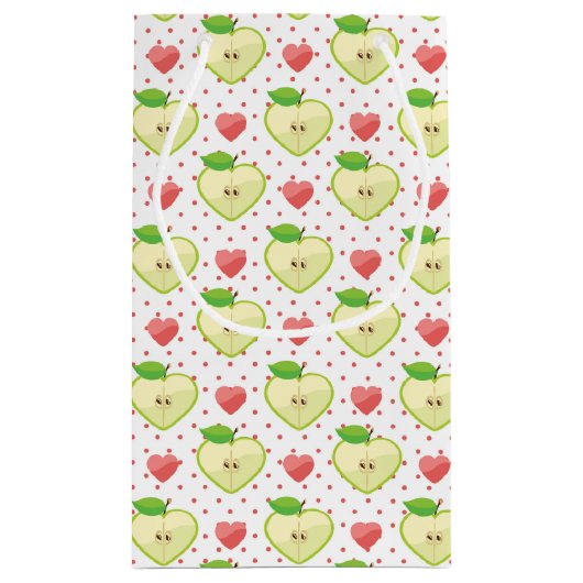 Herz-Äpfel mit rosa Tupfen und Herzen Kleine Geschenktüte (Rückseite)