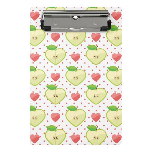Herz-Äpfel mit rosa Tupfen und Herzen Mini Klemmbrett (Vorderseite)