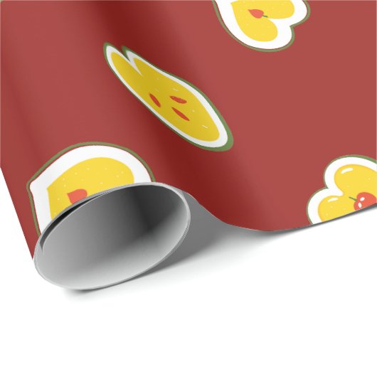 Herz-Äpfel-Muster Geschenkpapier (Rolleneckpunkt)