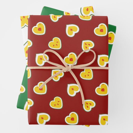 Herz-Äpfel-Muster Geschenkpapier Set (Beispiel)