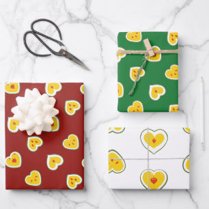 Herz-Äpfel-Muster Geschenkpapier Set