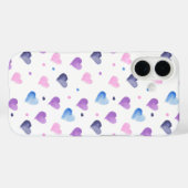 Herz-Aquarellmuster Pink Blau Lila Case-Mate iPhone Hülle (Rückseite (Horizontal))