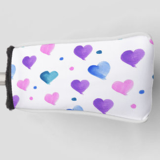 Herz-Aquarellmuster Pink Blau Lila Golf Headcover