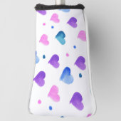 Herz-Aquarellmuster Pink Blau Lila Golf Headcover (Rotieren 90)
