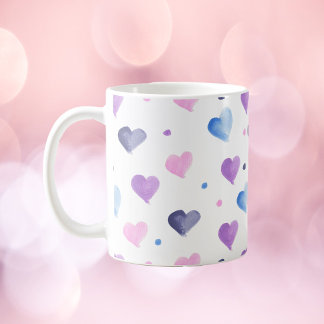 Herz-Aquarellmuster Pink Blau Lila Kaffeetasse