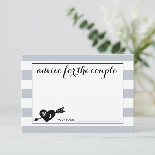 Herz-Arrow-Monogramm | Ratschläge für das Paar Hinweiskarte (Stehend Vorderseite)