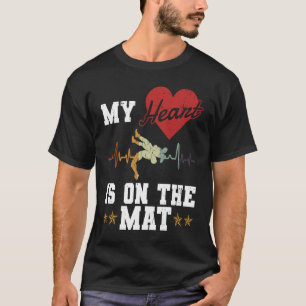 Herz auf der Matte Freistil-Ringen Sport Ringkäm T-Shirt