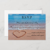 Herz auf der RSVP-Karte für die Hochzeit am Strand RSVP Karte (Vorne/Hinten)