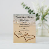 Herz auf der Shore Beach Save the Date Card Einladung (Stehend Vorderseite)
