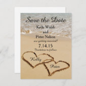 Herz auf der Shore Beach Save the Date Card Einladung (Vorne/Hinten)